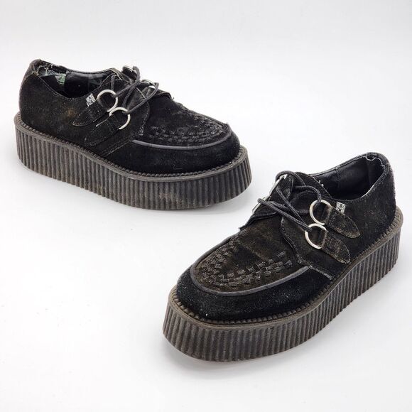 T.U.K. Black Suede Viva Mondo Creeper Shoes Size 7 - Picture 1 of 12